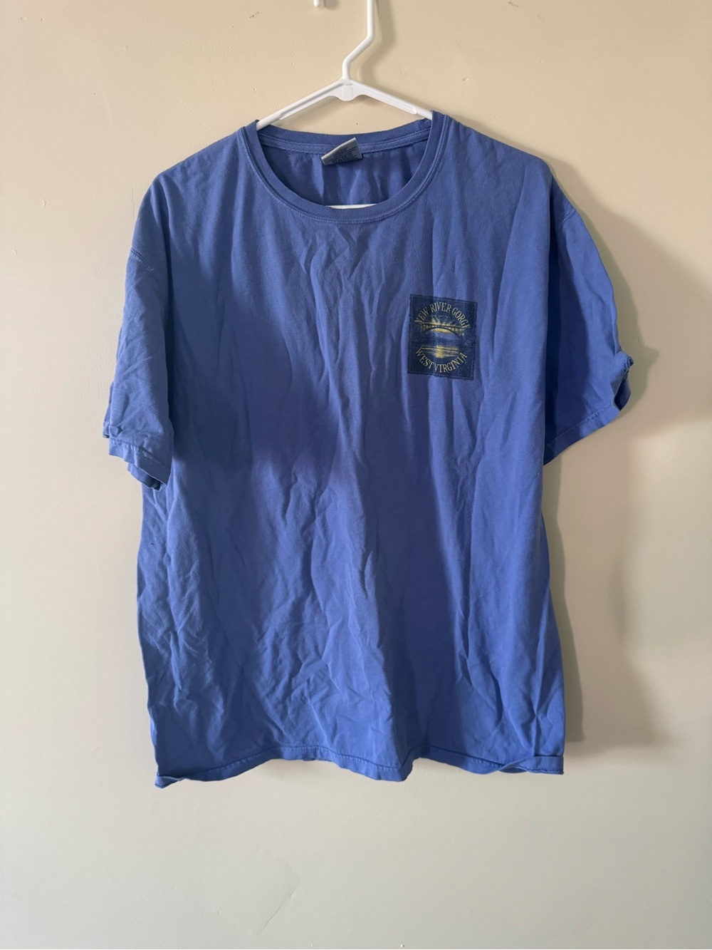 Comfort Wash Blue New River Gorge West Virginia Graphic T-Shirt Large